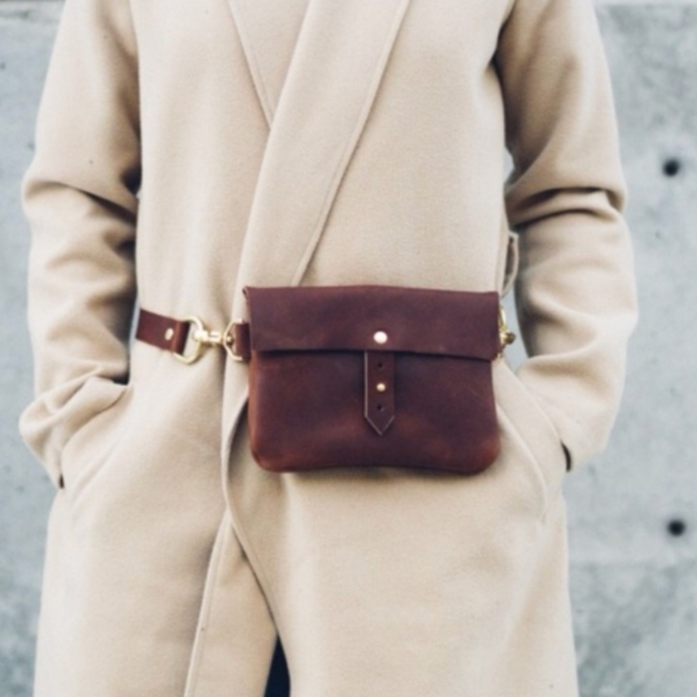 Hustle & Hide Black Leather Button Hip Hugger NEW